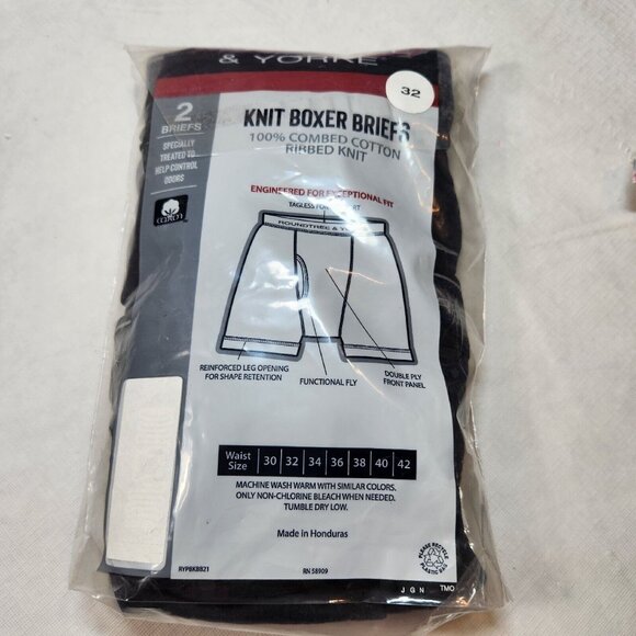 Roundtree & Yorke Mens Knit Boxer Briefs 32 100% Combed Cotton Ribbed Knit 2-Pac - Picture 2 of 2